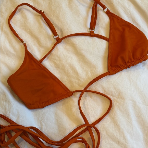 Rust Orange String Wrap Bikini - Picture 3 of 8
